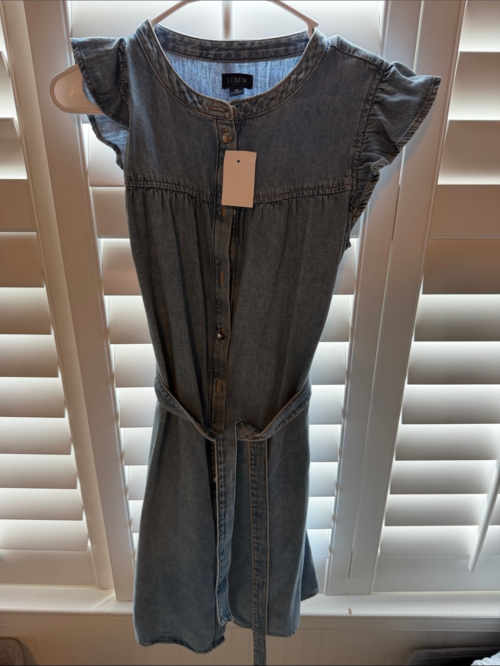 J. Crew Denim Chambray Button-Front Dress in Light Blue